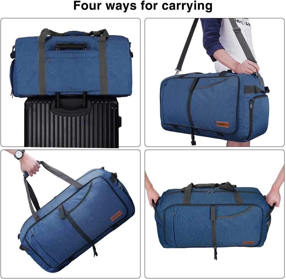 Canway 115L Travel Duffel Bag, Foldable Weekender Bag with Shoes Compartment for Men Women Water-proof & Tear Resistant