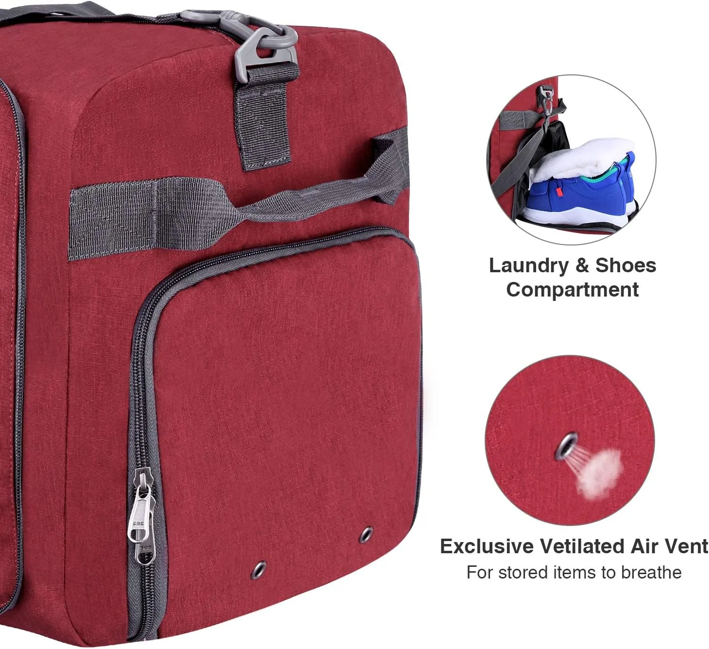 Canway 65L Travel Duffel Bag, Foldable Weekender Bag with Shoes Compartment for Men Women Water-proof & Tear Resistant