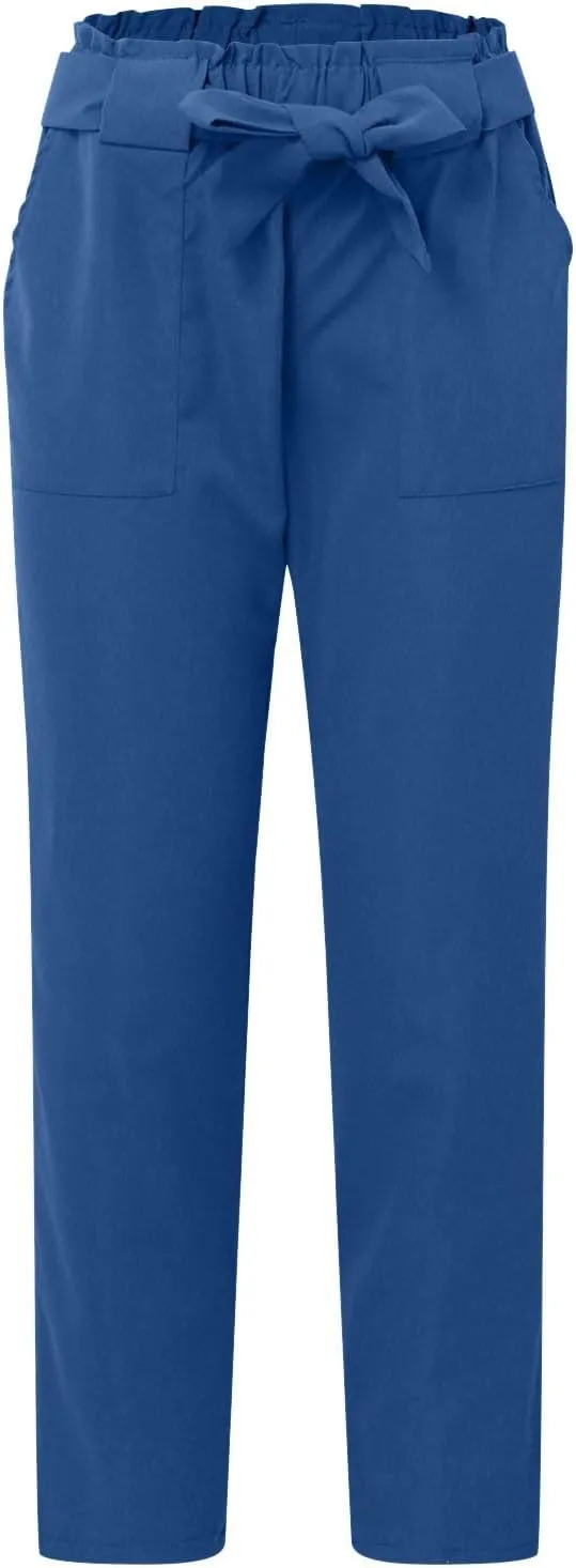 Capri Dress Pants Women High Waist Casual Paperbag Pants Business Office Work Trousers with Pockets Fashion