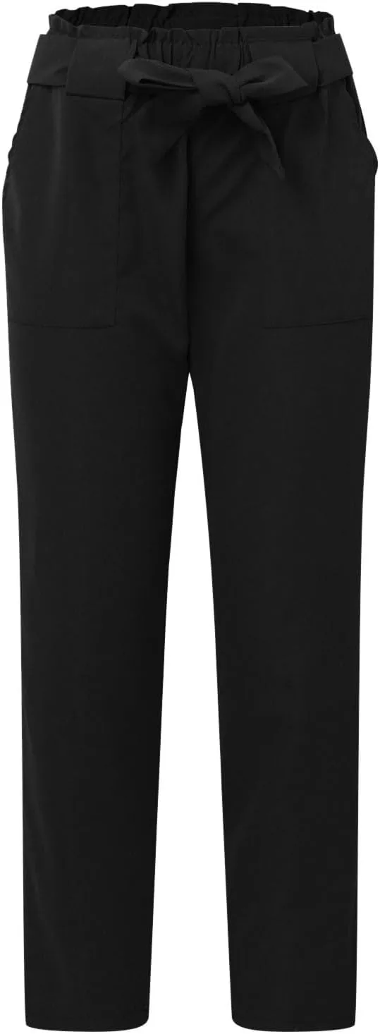 Capri Dress Pants Women High Waist Casual Paperbag Pants Business Office Work Trousers with Pockets Fashion