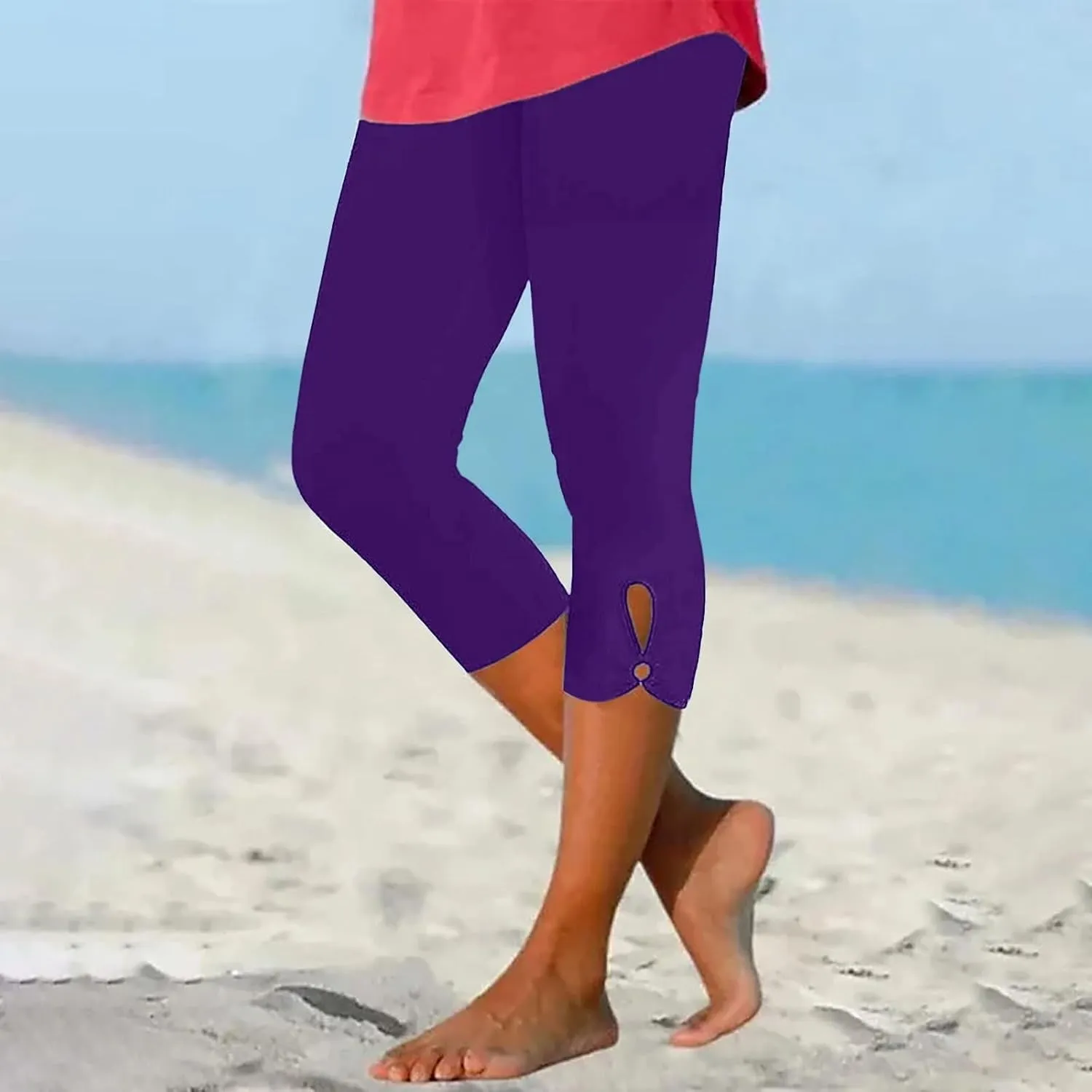 Capri Leggings for Women Tummy Control High Waist Yoga Pants Soft Leggings Summer Dressy Workout Pants
