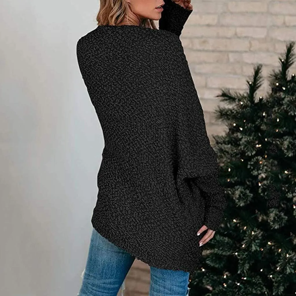 Cardigan Women's Long Oversized Open Front Sweater Popcorn Pockets Sleeve 4X Sweaters for Women Plus Size