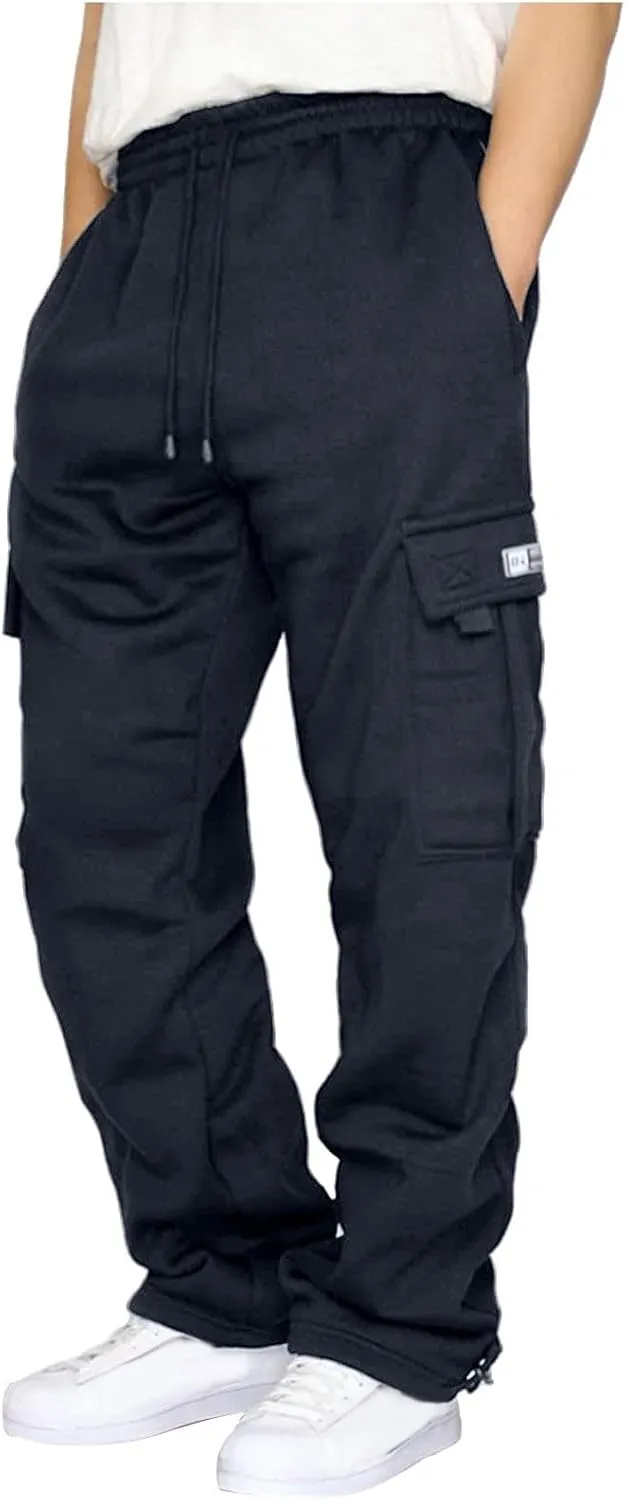Cargo Joggers for Men Plus Size Drawstring Waist Cargo Sweatpants with Multi Pockets Baggy Casual Cargo Pants