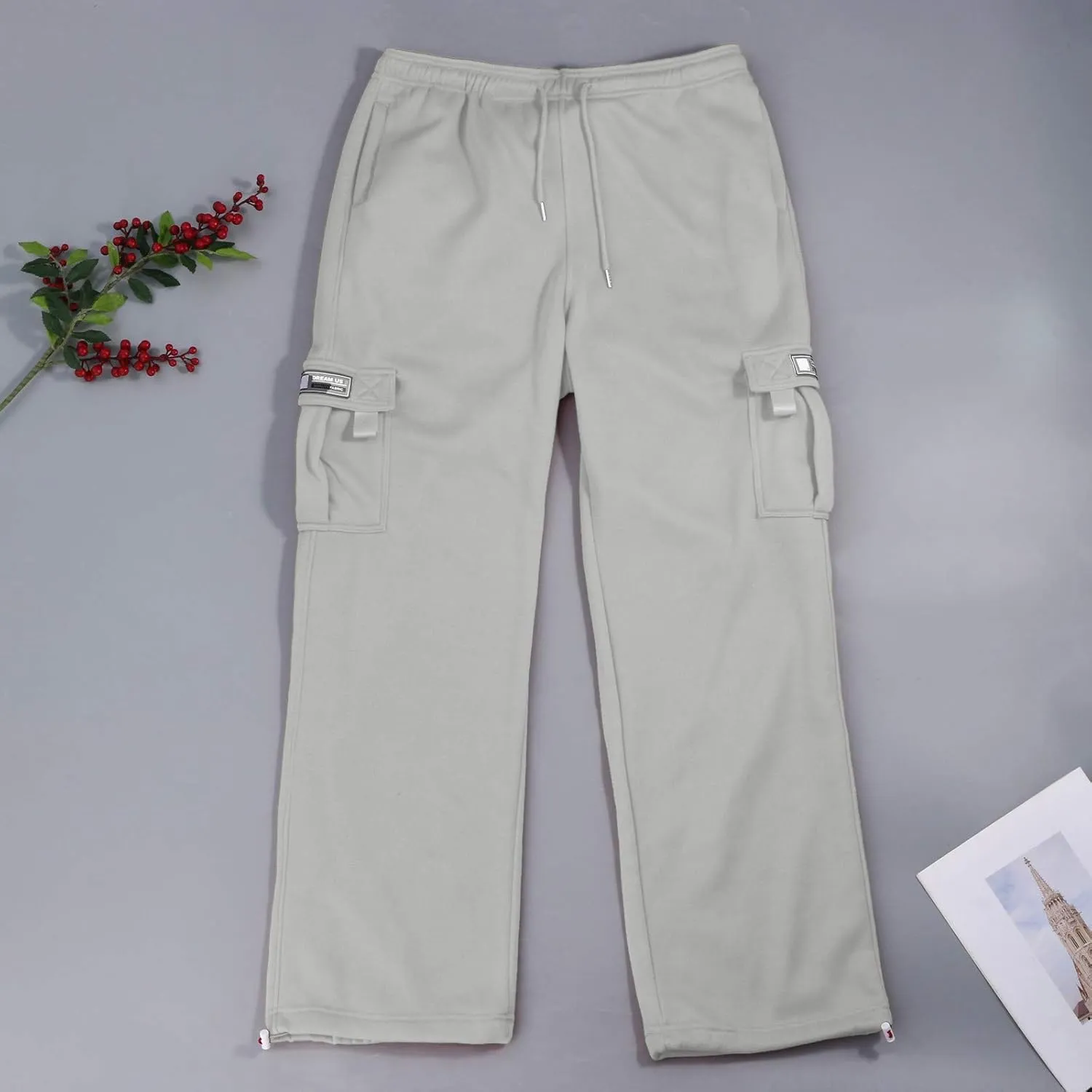 Cargo Joggers for Men Plus Size Drawstring Waist Cargo Sweatpants with Multi Pockets Baggy Casual Cargo Pants