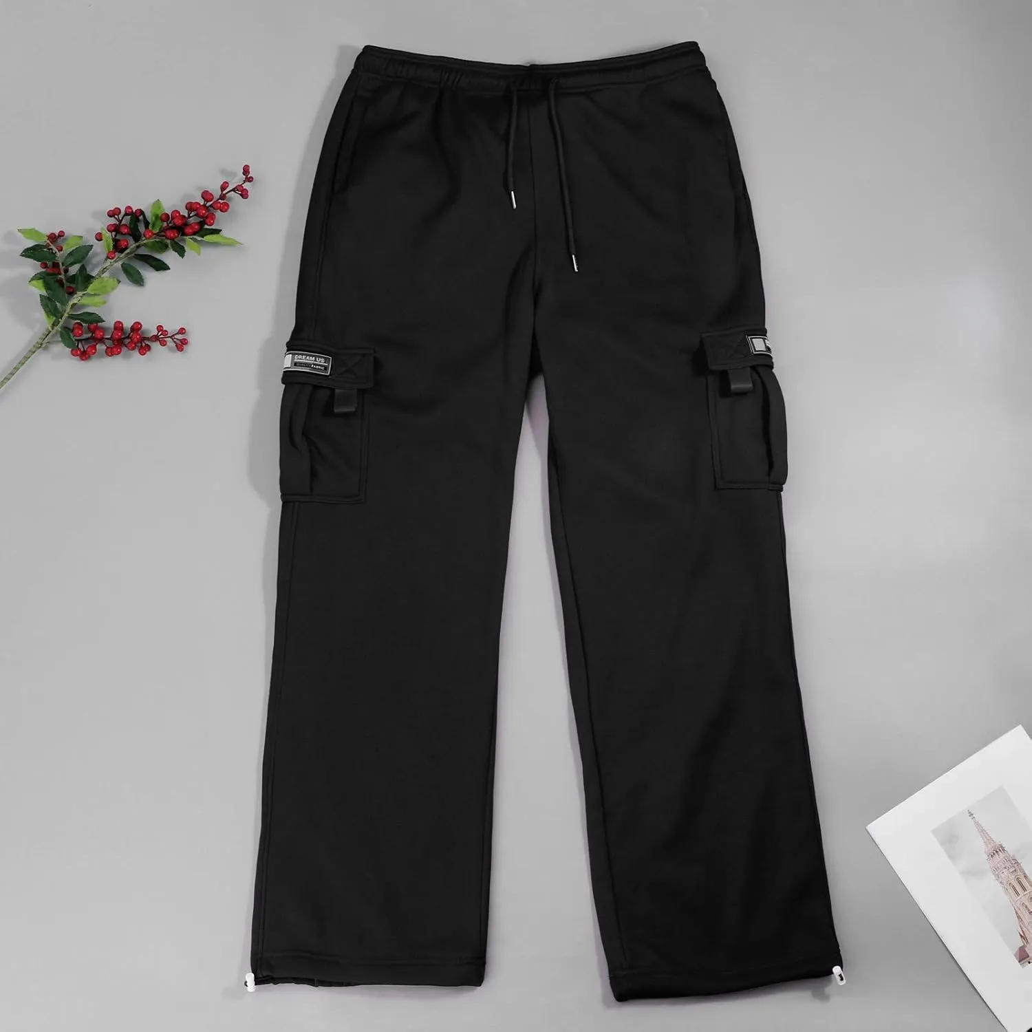 Cargo Joggers for Men Plus Size Drawstring Waist Cargo Sweatpants with Multi Pockets Baggy Casual Cargo Pants