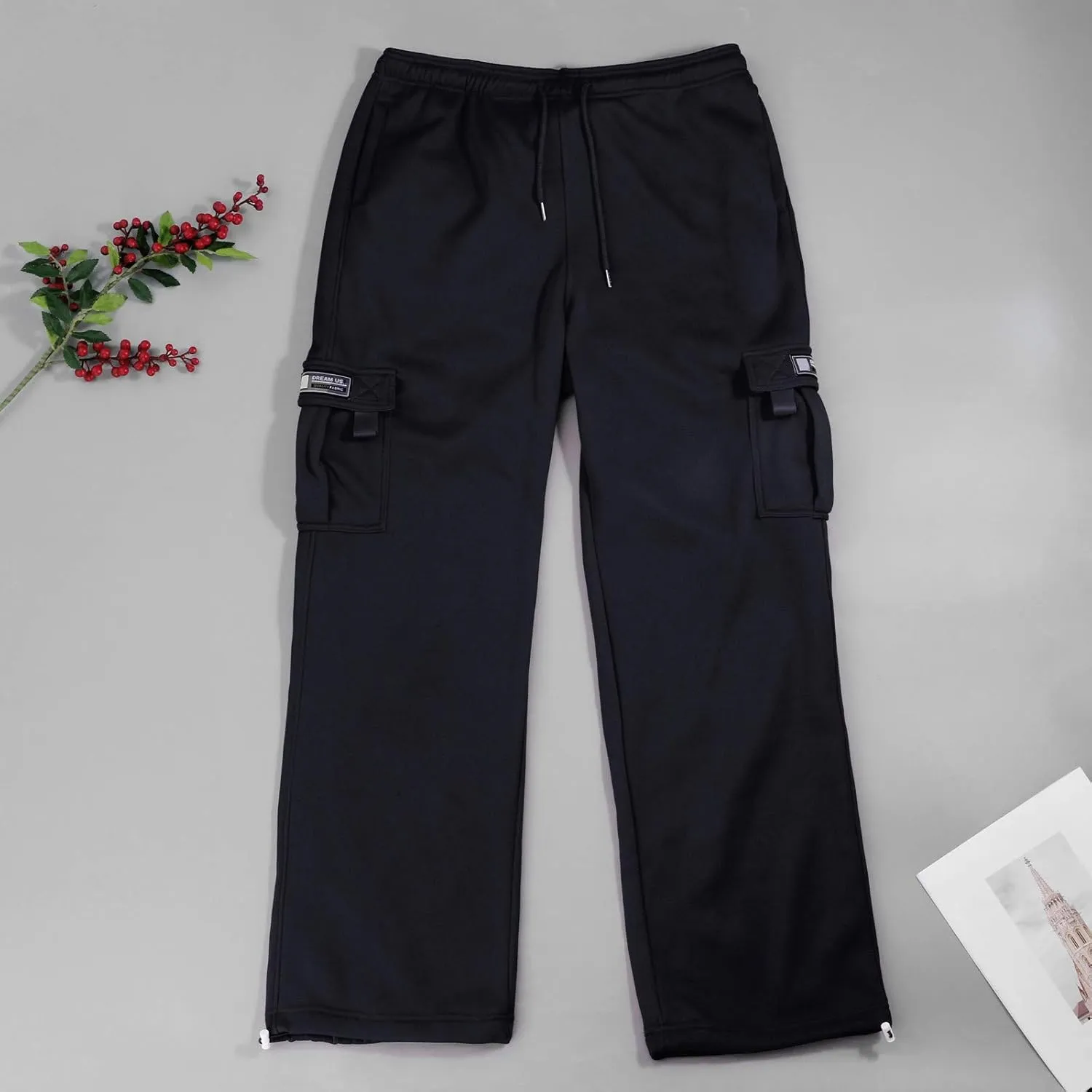 Cargo Joggers for Men Plus Size Drawstring Waist Cargo Sweatpants with Multi Pockets Baggy Casual Cargo Pants