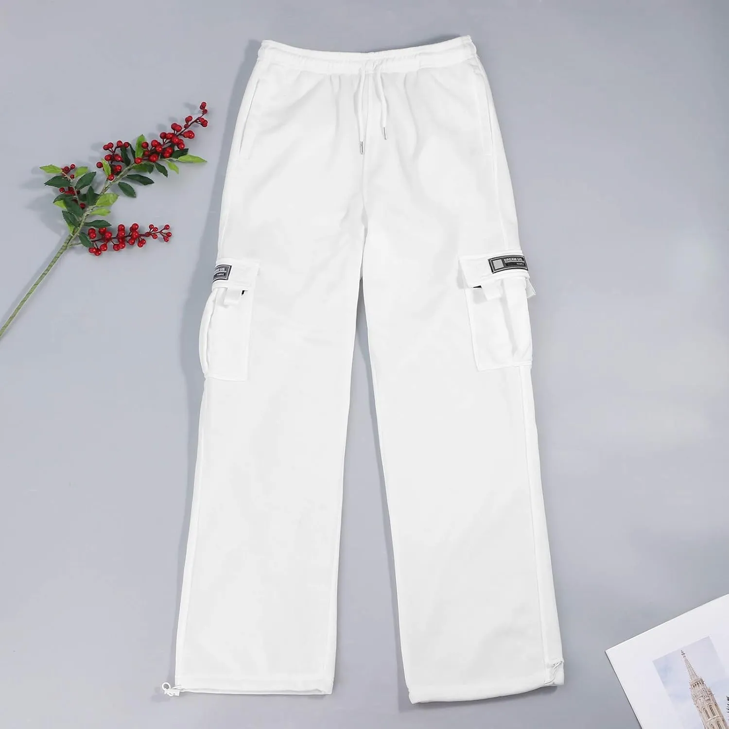 Cargo Joggers for Men Plus Size Drawstring Waist Cargo Sweatpants with Multi Pockets Baggy Casual Cargo Pants