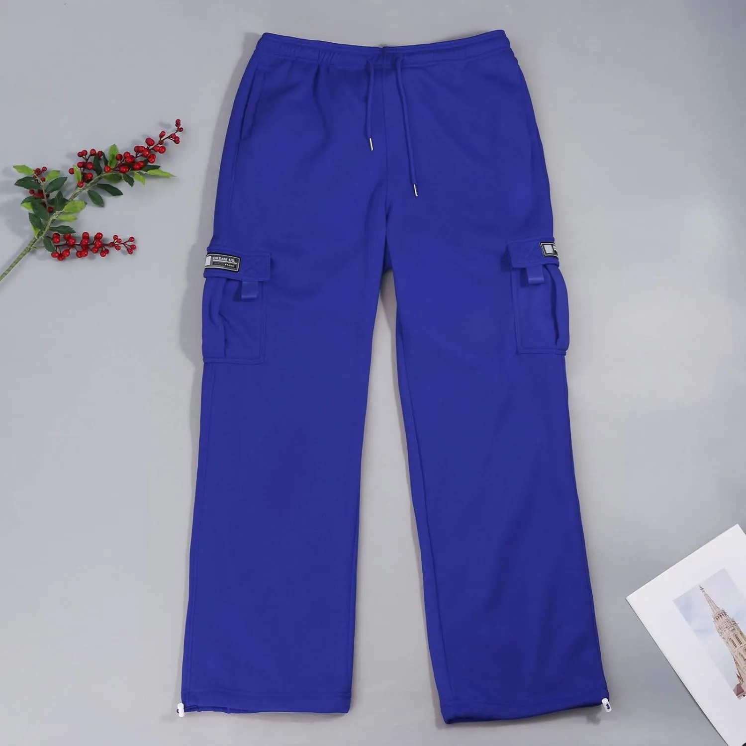 Cargo Joggers for Men Plus Size Drawstring Waist Cargo Sweatpants with Multi Pockets Baggy Casual Cargo Pants