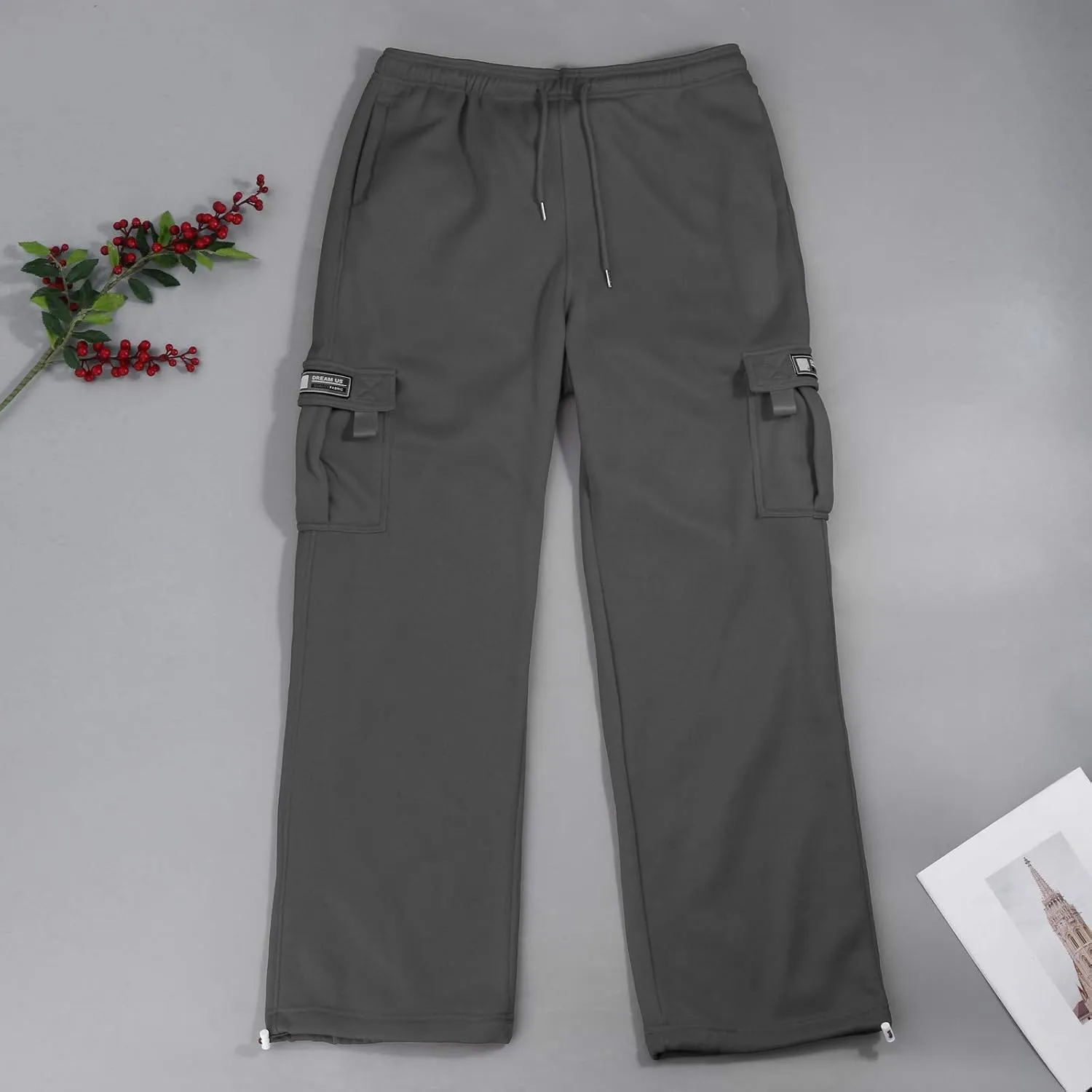 Cargo Joggers for Men Plus Size Drawstring Waist Cargo Sweatpants with Multi Pockets Baggy Casual Cargo Pants