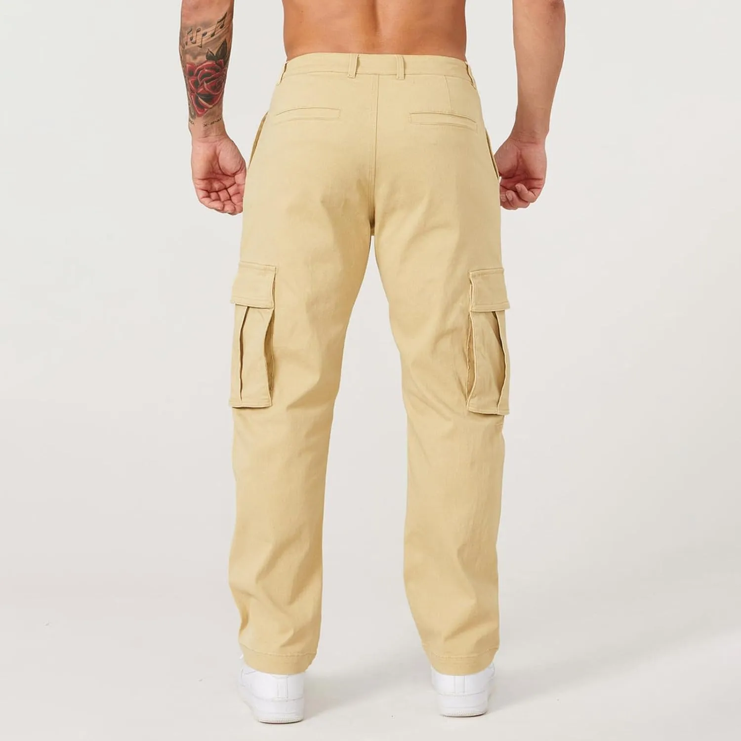 Cargo Pants for Men Straight Leg Slim Fit Pants Waterproof Casual Pants with Multi Pocket Elastic Waist Pants