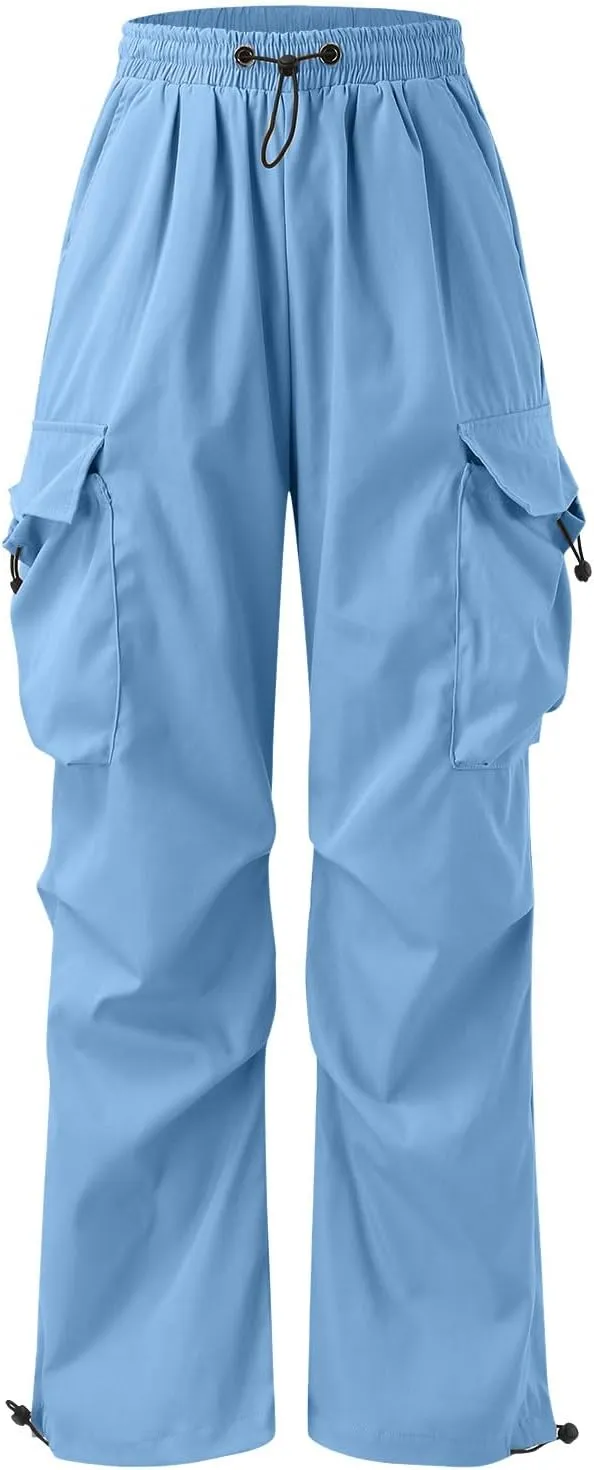 Cargo Pants Men Lightweight Casual Joggers Drawstring Waist Track Pants Multi Pockets
