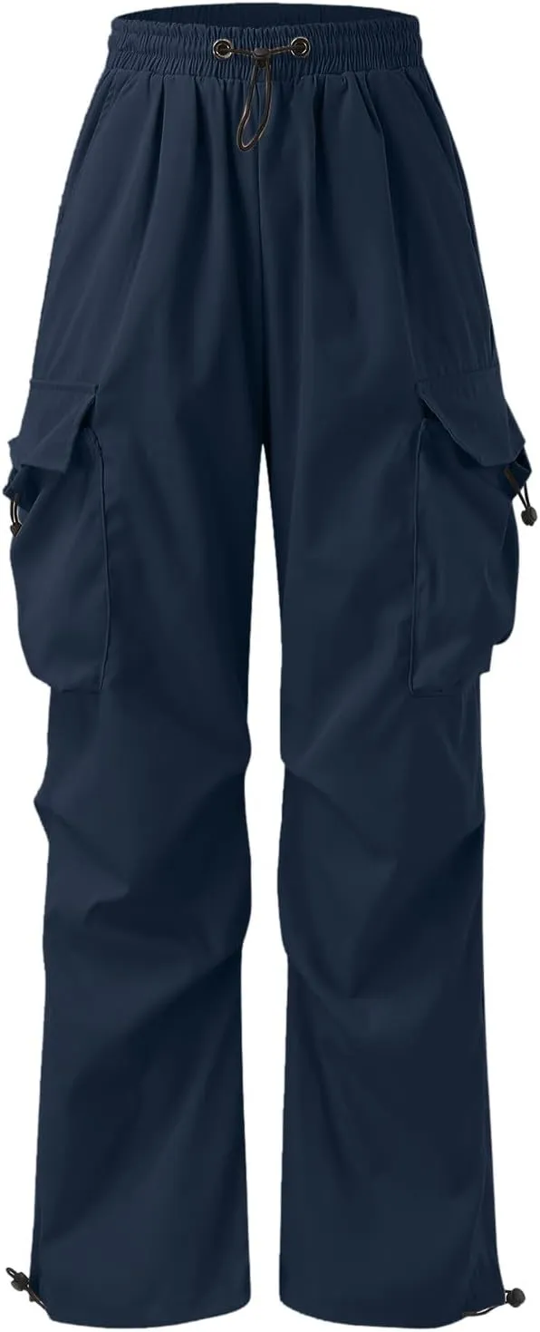 Cargo Pants Men Lightweight Casual Joggers Drawstring Waist Track Pants Multi Pockets