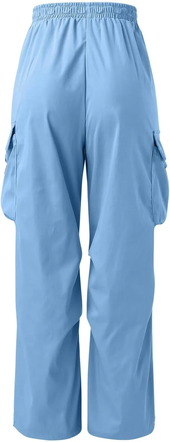 Cargo Pants Men Lightweight Casual Joggers Drawstring Waist Track Pants Multi Pockets