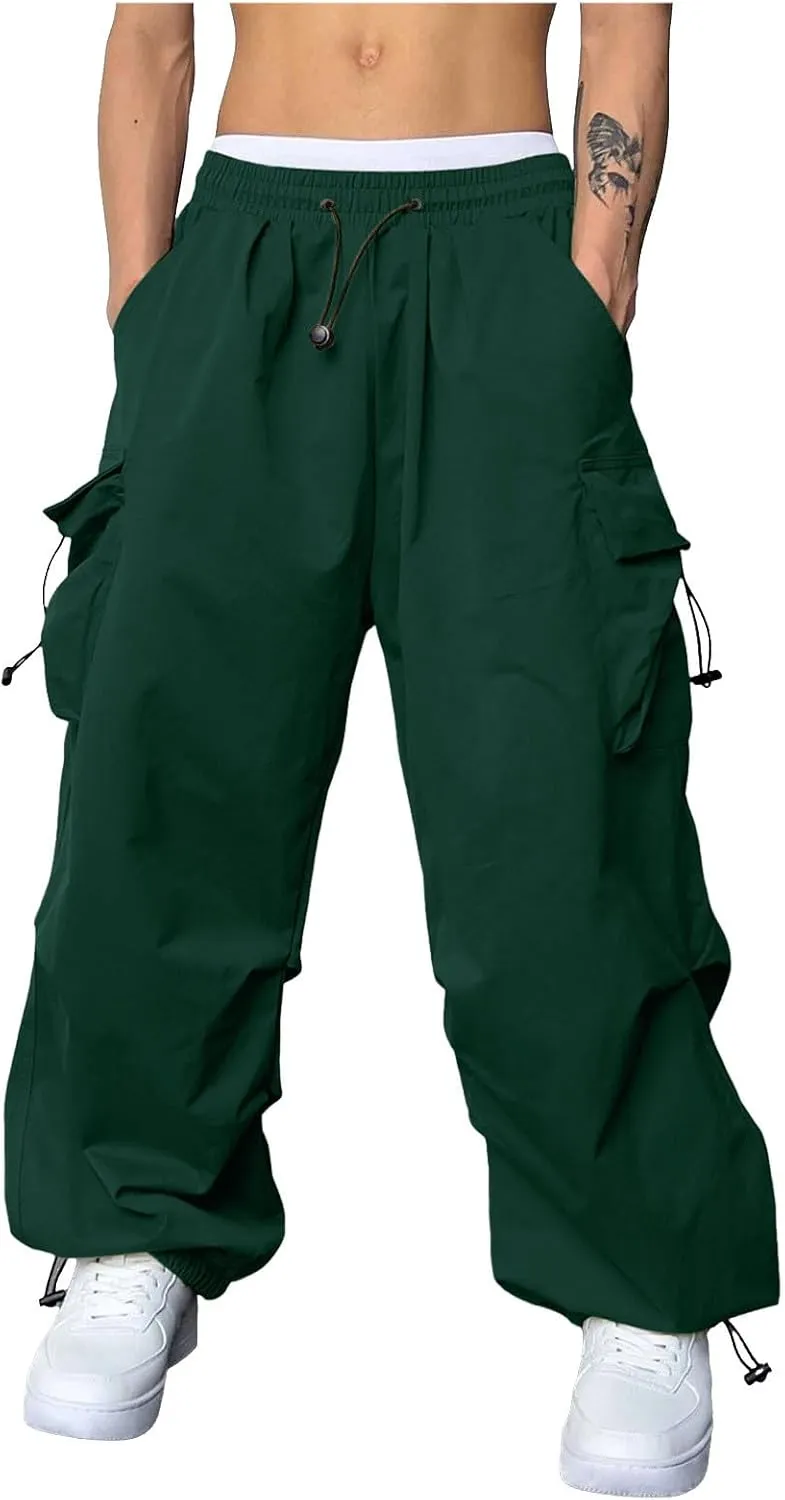 Cargo Pants Men Lightweight Casual Joggers Drawstring Waist Track Pants Multi Pockets
