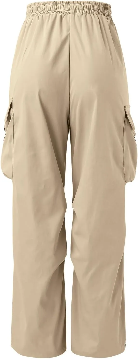 Cargo Pants Men Lightweight Casual Joggers Drawstring Waist Track Pants Multi Pockets