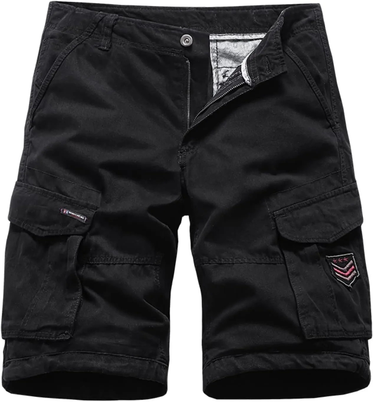 Cargo Shorts for Men Relaxed Fit, Men's Slim Flat-Front Comfort Stretch Chino Shorts Summer Hiking Fishing Shorts