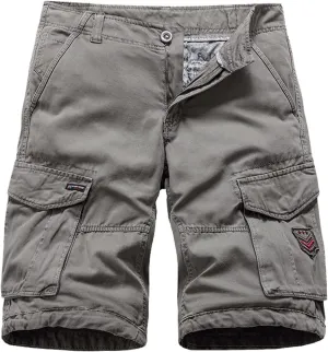 Cargo Shorts for Men Relaxed Fit, Men's Slim Flat-Front Comfort Stretch Chino Shorts Summer Hiking Fishing Shorts