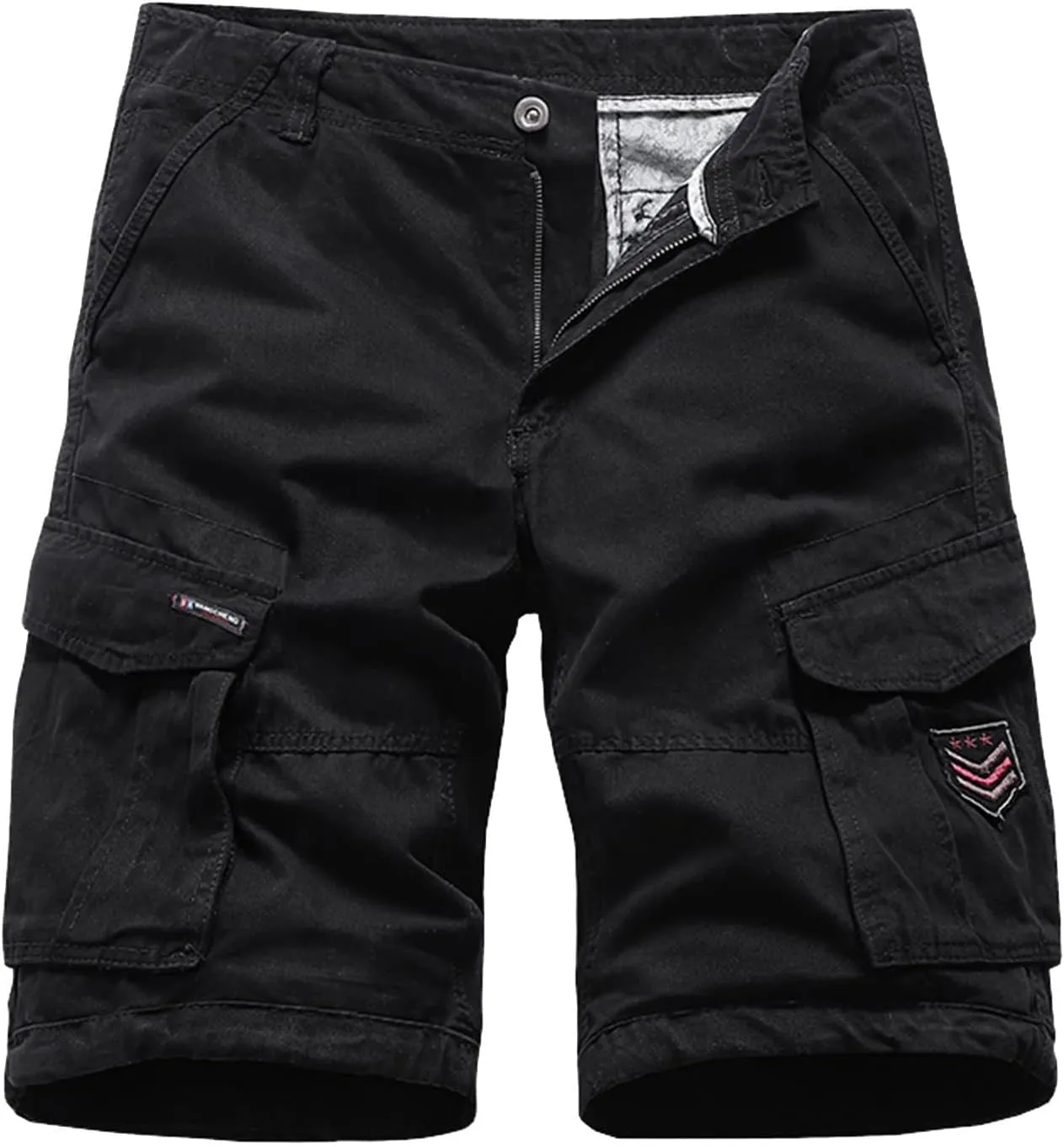 Cargo Shorts for Men Relaxed Fit, Men's Slim Flat-Front Comfort Stretch Chino Shorts Summer Hiking Fishing Shorts