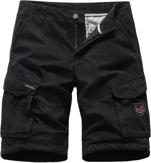 Cargo Shorts for Men Relaxed Fit, Men's Slim Flat-Front Comfort Stretch Chino Shorts Summer Hiking Fishing Shorts