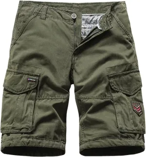 Cargo Shorts for Men Relaxed Fit, Men's Slim Flat-Front Comfort Stretch Chino Shorts Summer Hiking Fishing Shorts