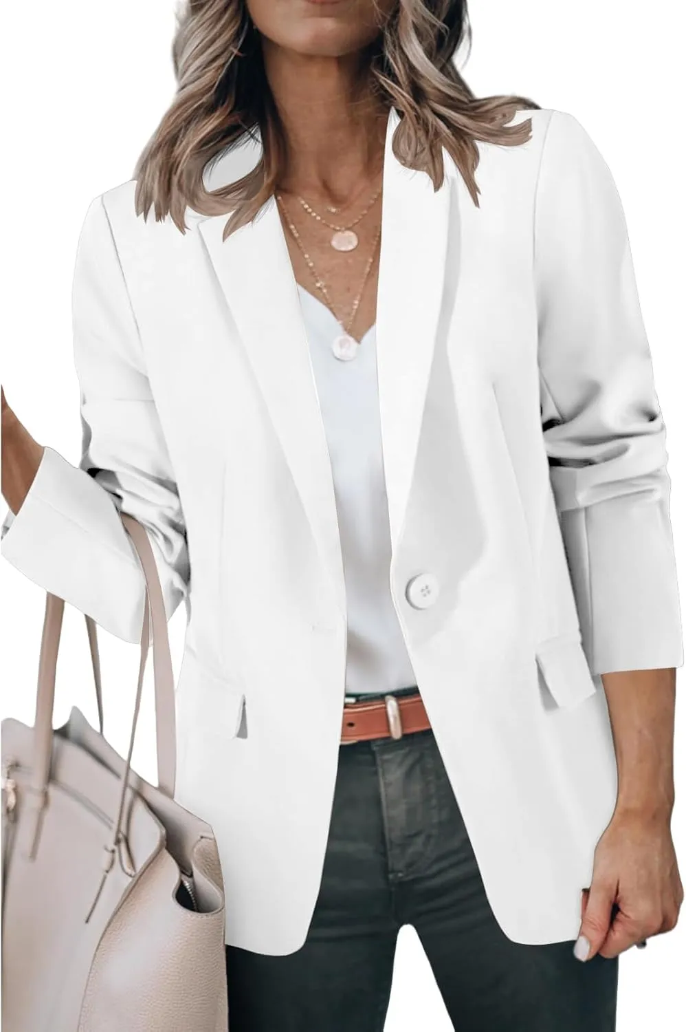 Casual Blazers for Women Business Work Office Suit Jackets Loose Fit Open Front Long Sleeve Cardigan Summer Spring Coat