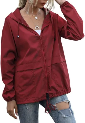Cdiecer Women's Raincoats Lightweight Rain Jacket Waterproof Windproof Rain Coat Adjustable Hooded Windbreaker with Pockets