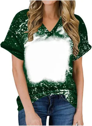 Ceboyel Women Bleached Sublimation T Shirts 2024 Polyester Blanks Tshirts Short Sleeve Cute Graphic Tee Tops Items Clothes