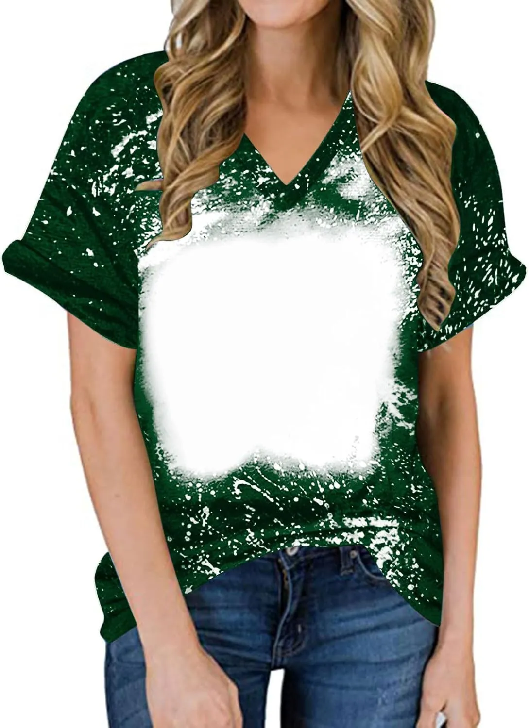 Ceboyel Women Bleached Sublimation T Shirts 2024 Polyester Blanks Tshirts Short Sleeve Cute Graphic Tee Tops Items Clothes