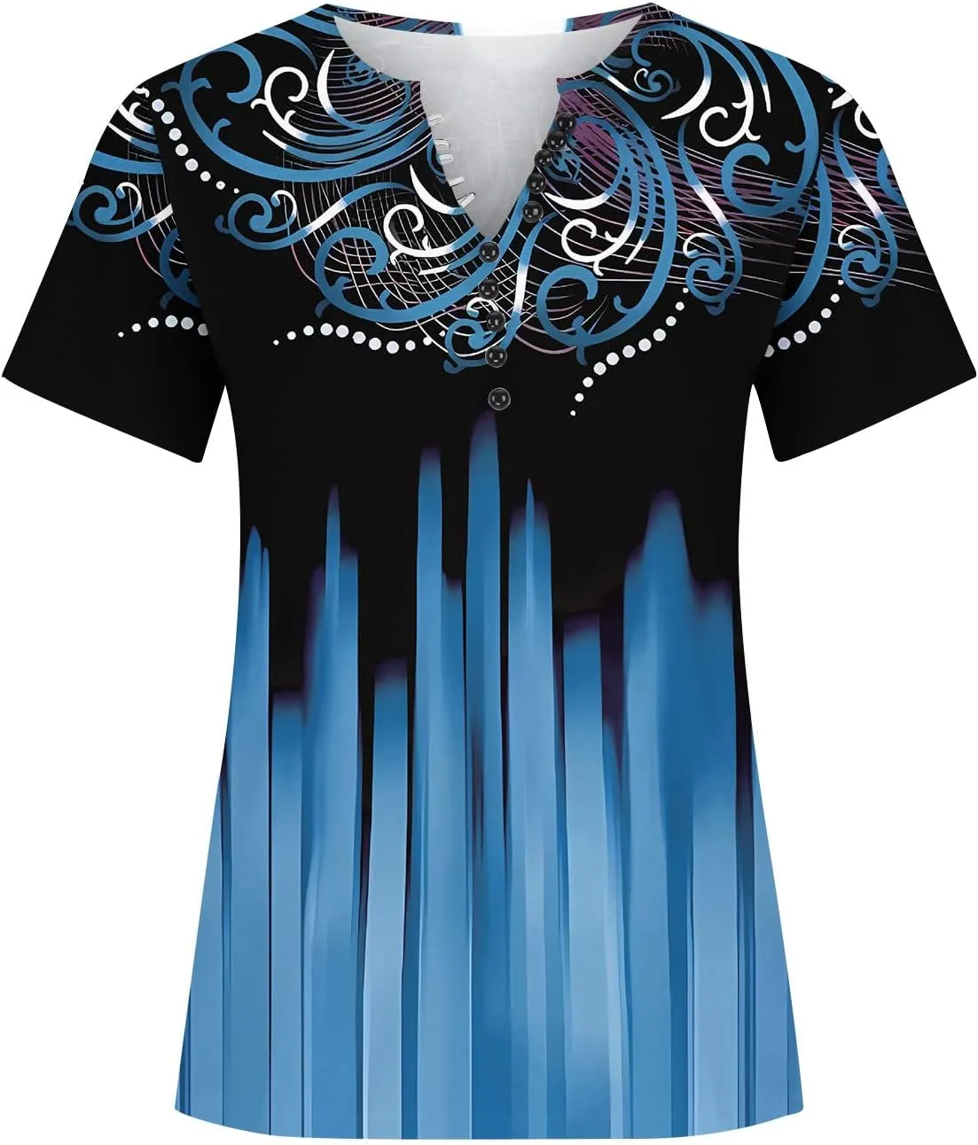 Ceboyel Women Floral Print Henley Shirts Button Down V Neck Sexy Causal Tops Short Sleeve Tunic Blouses Dressy Ladies Outfits