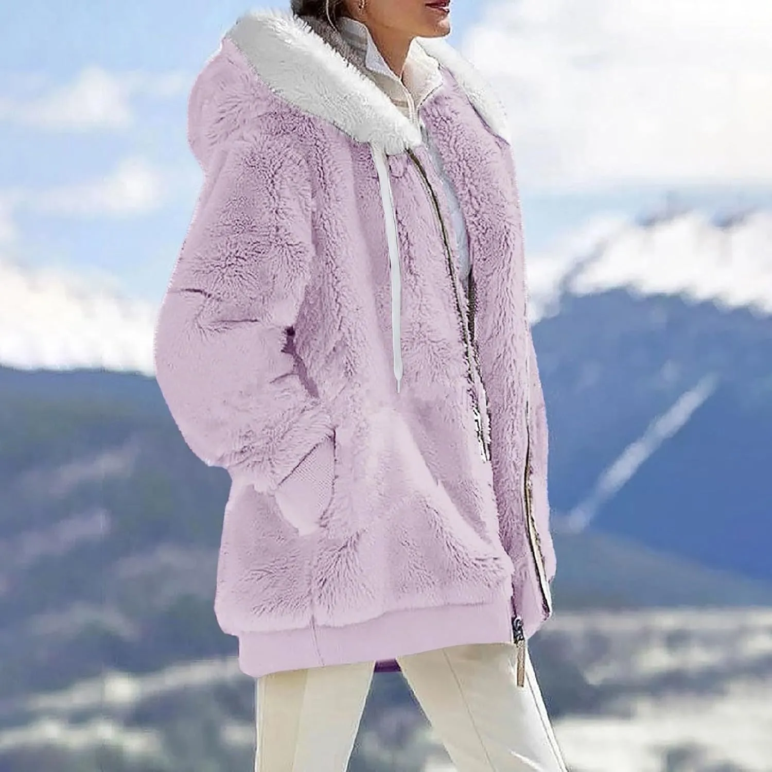 ChicCrate Winter Coats for Women Fleece Sherpa Jacket Fuzzy Hoodie Plush Sweatshirt Long Sleeve Cute Tops Winter Warm Outwear
