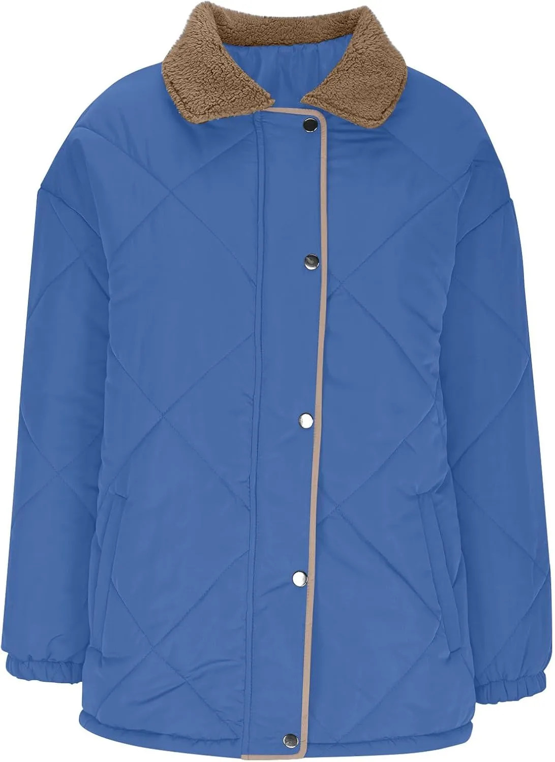 Coats for Women 2024 Casual Patchwork Color Long Sleeve Jackets Warm Button Down Winter Coats Outerwear
