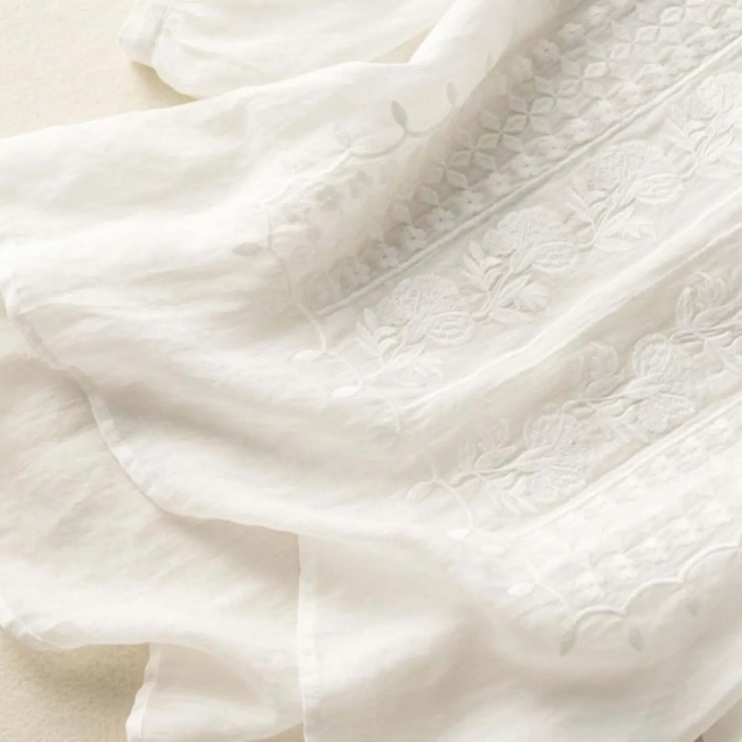 Cotton Linen Shirts for Women 2025 Trendy Summer Retro Embroidered 3/4 Sleeve Boho Blouse Dressy Casual Vacation Top