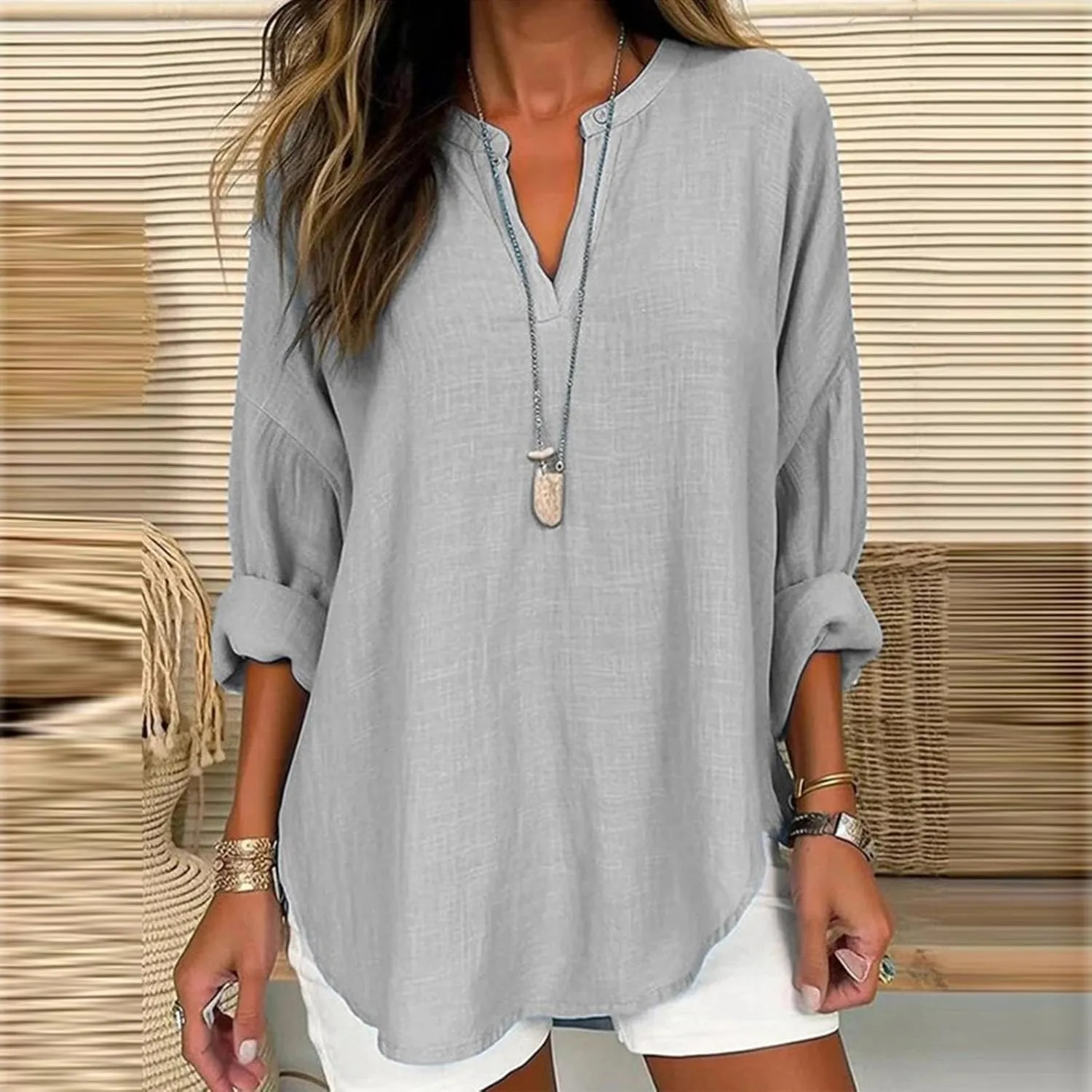 Cotton Linen Tops for Women 2025 Long Sleeve Cotton Oversized T Shirt White Linen Shirt Women Travel Clothes Women