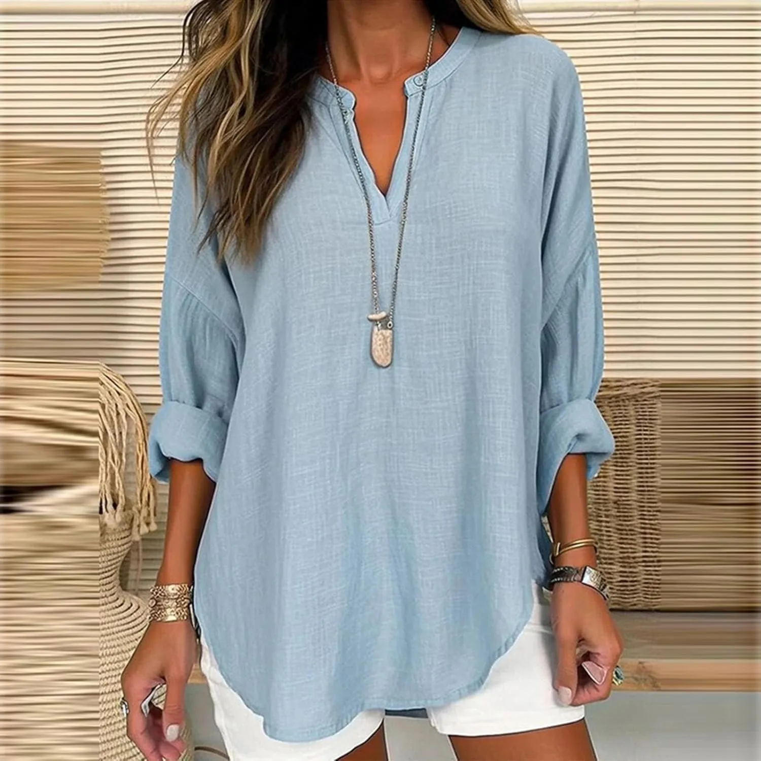 Cotton Linen Tops for Women 2025 Long Sleeve Cotton Oversized T Shirt White Linen Shirt Women Travel Clothes Women