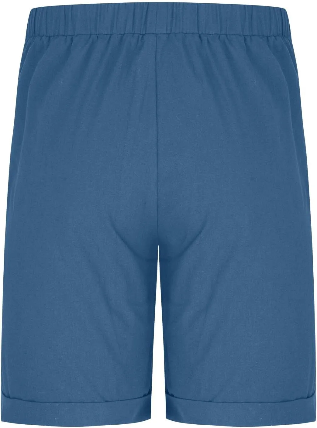 Cotton Mens Casual Linen Shorts Rolled Hem Relaxed Fit Shorts with Dual Front Pockets and Breathable Texture