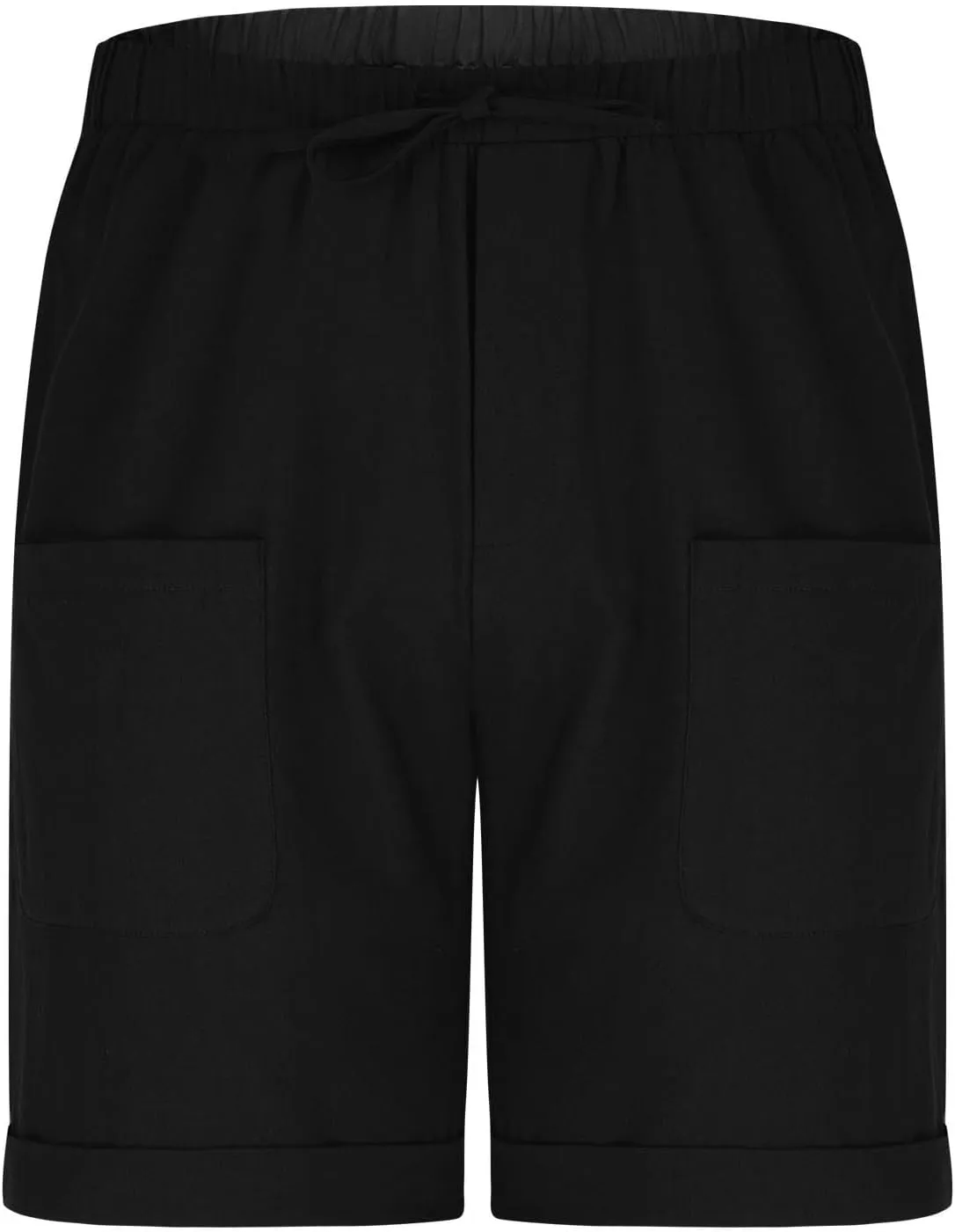 Cotton Mens Casual Linen Shorts Rolled Hem Relaxed Fit Shorts with Dual Front Pockets and Breathable Texture