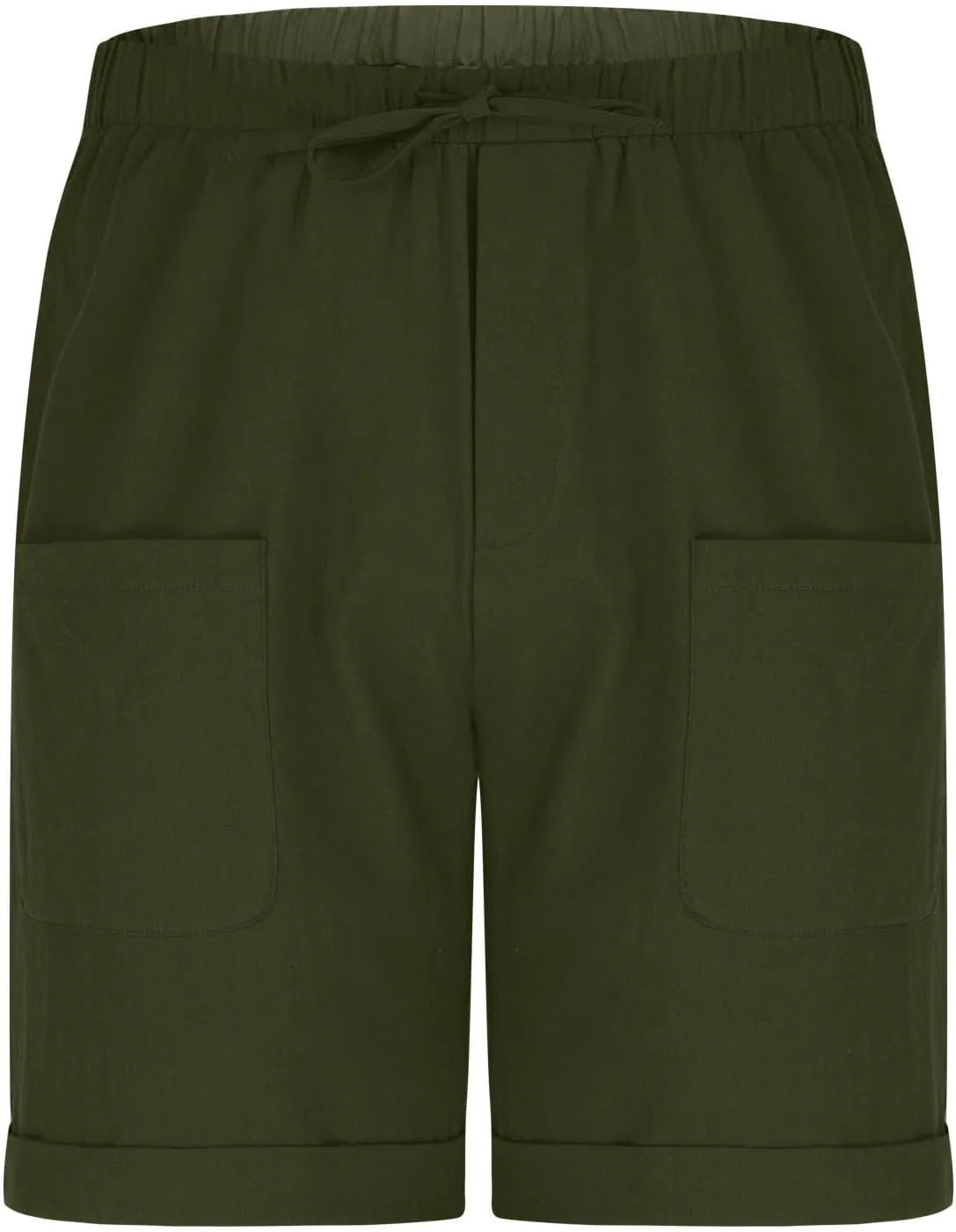 Cotton Mens Casual Linen Shorts Rolled Hem Relaxed Fit Shorts with Dual Front Pockets and Breathable Texture