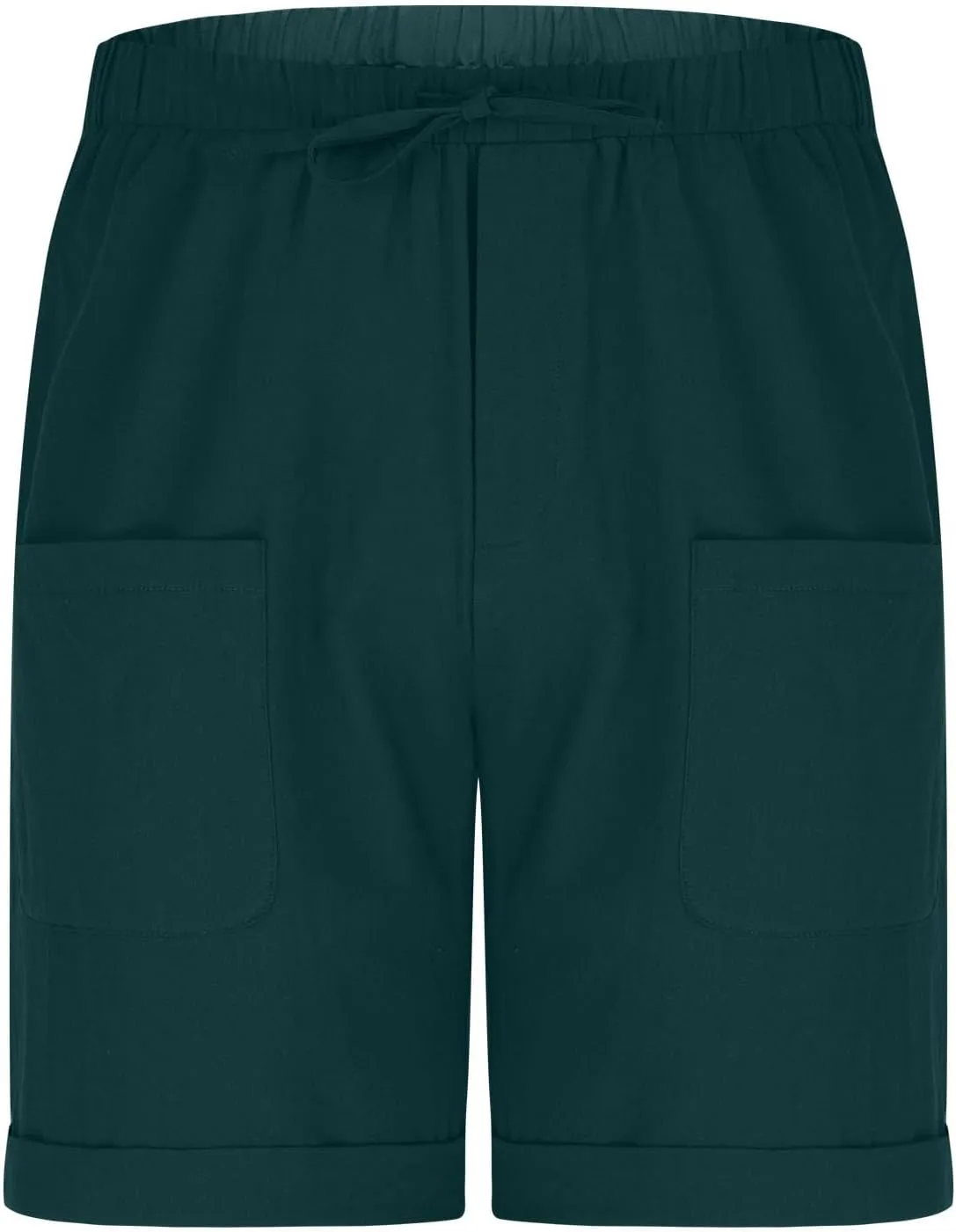 Cotton Mens Casual Linen Shorts Rolled Hem Relaxed Fit Shorts with Dual Front Pockets and Breathable Texture
