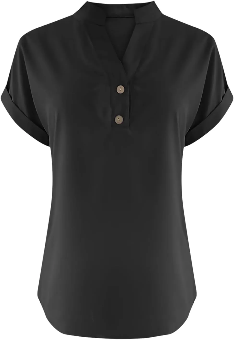 Cotton T Shirts Women Casual Short Sleeve Button V Neck Tops Loose Fit Basic Business Summer Boho Tee Shirt
