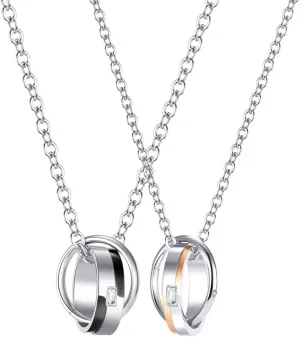Couples Matching Interlocking Ring Pendant Necklaces for Men Women Relationship Wedding Anniversary Valentine Necklaces