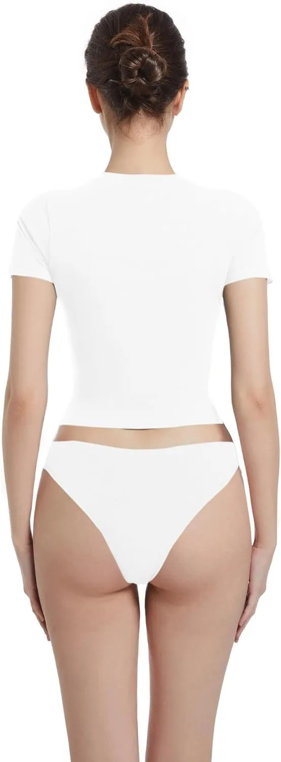Crewneck Short Sleeve T Shirts for Women Fitted Basic TeesY2k Going Out Tops