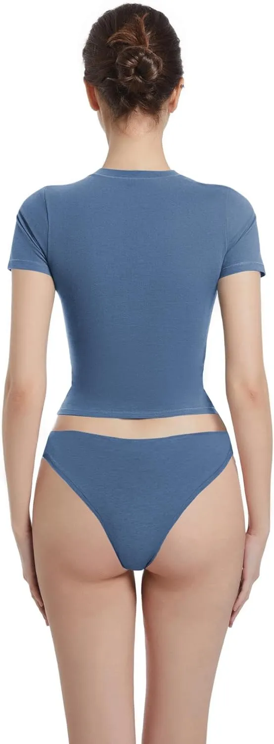 Crewneck Short Sleeve T Shirts for Women Fitted Basic TeesY2k Going Out Tops