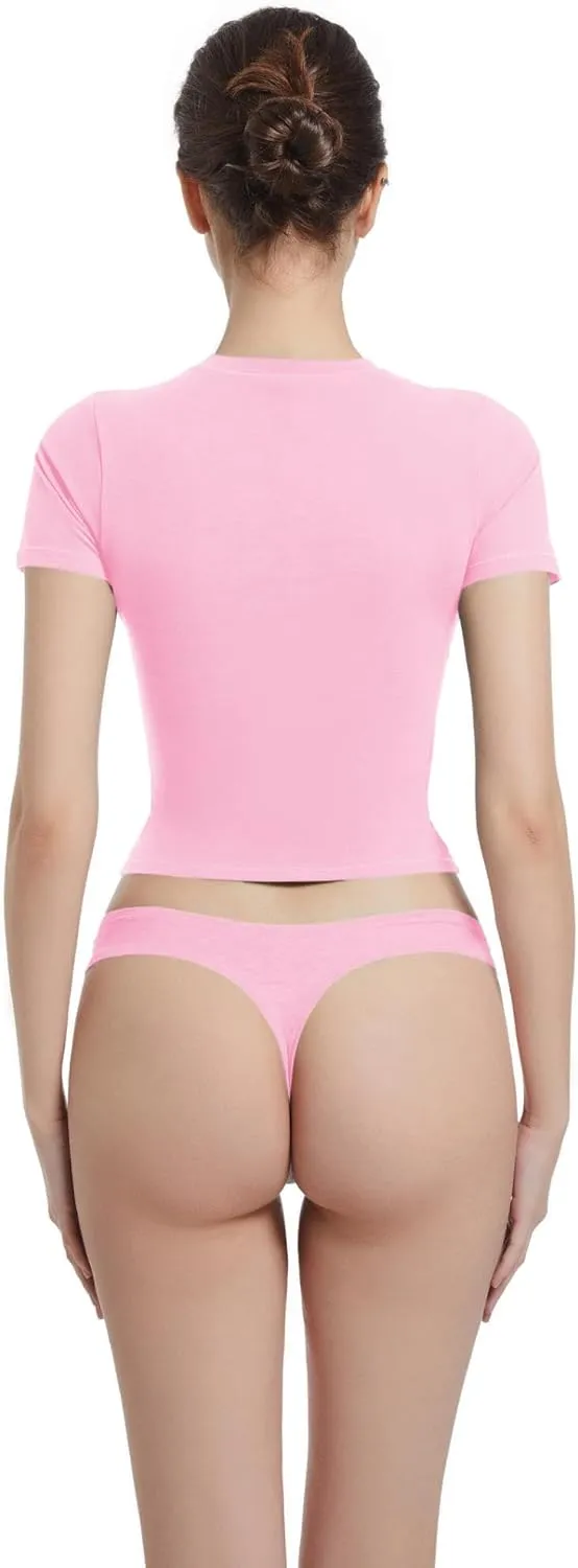Crewneck Short Sleeve T Shirts for Women Fitted Basic TeesY2k Going Out Tops