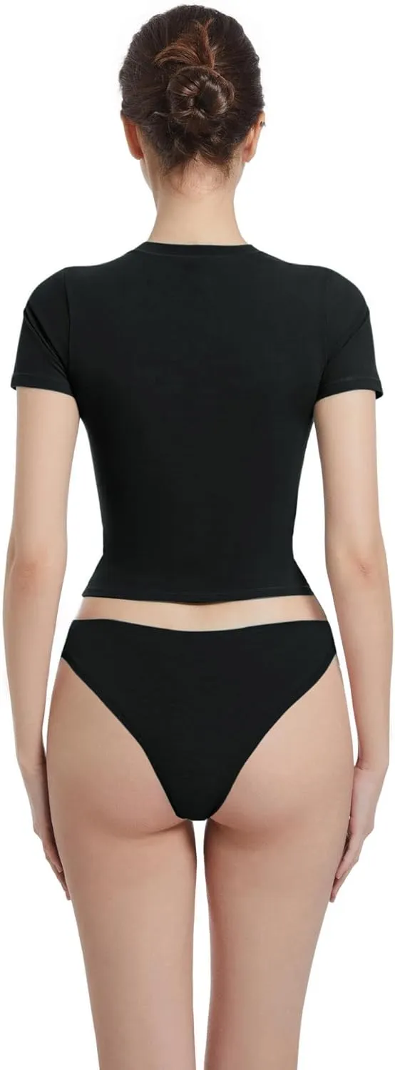Crewneck Short Sleeve T Shirts for Women Fitted Basic TeesY2k Going Out Tops
