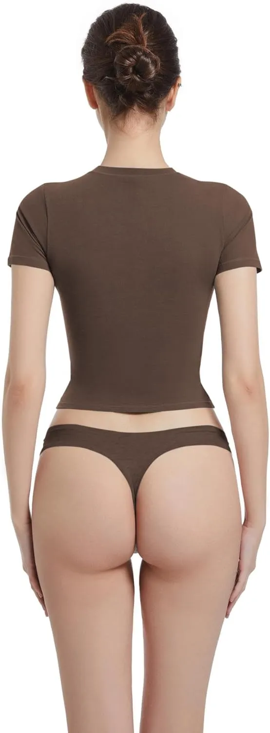 Crewneck Short Sleeve T Shirts for Women Fitted Basic TeesY2k Going Out Tops