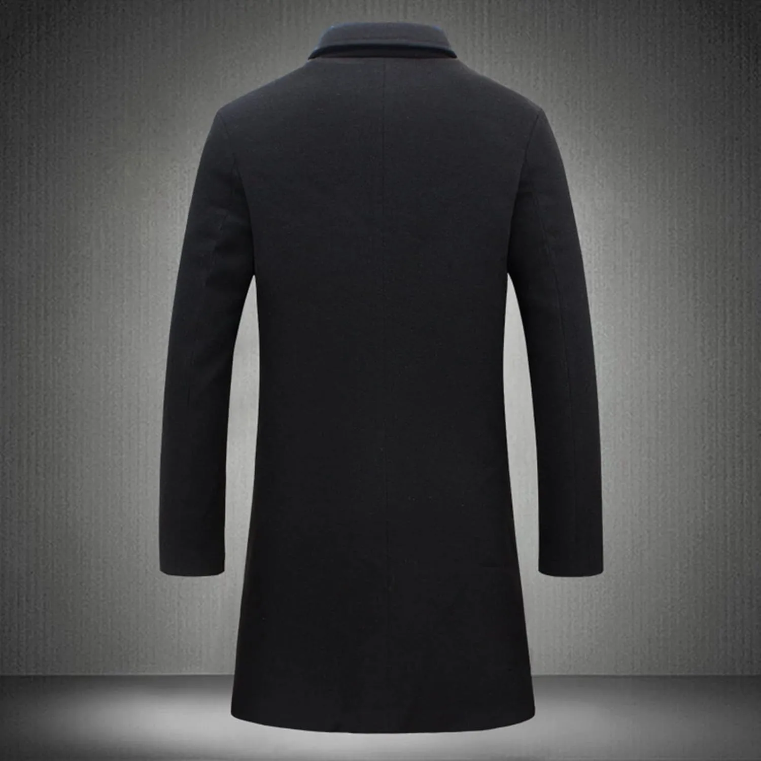 CRNTCEM Men's Trench Coat Notch Lapel Single Breasted Winter Thicken Warm Pea Coat Wool Blend Slim Fit Business Long Overcoat
