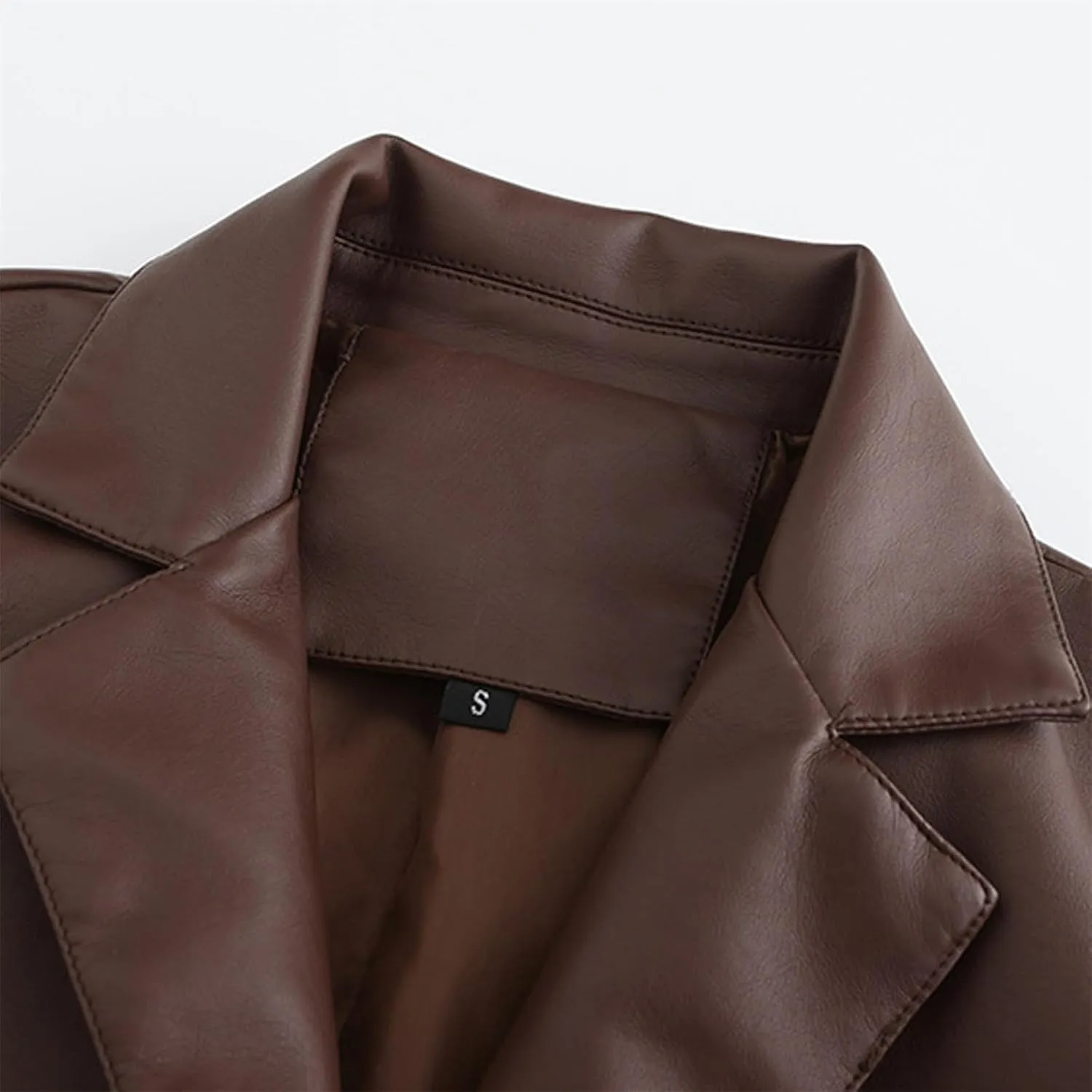 Dademeo Womens Faux Leather Jacket, Trendy Fall Fashion Motorcycle Bike Coat Long Sleeve Zip up PU Leather Jacket with Pocket