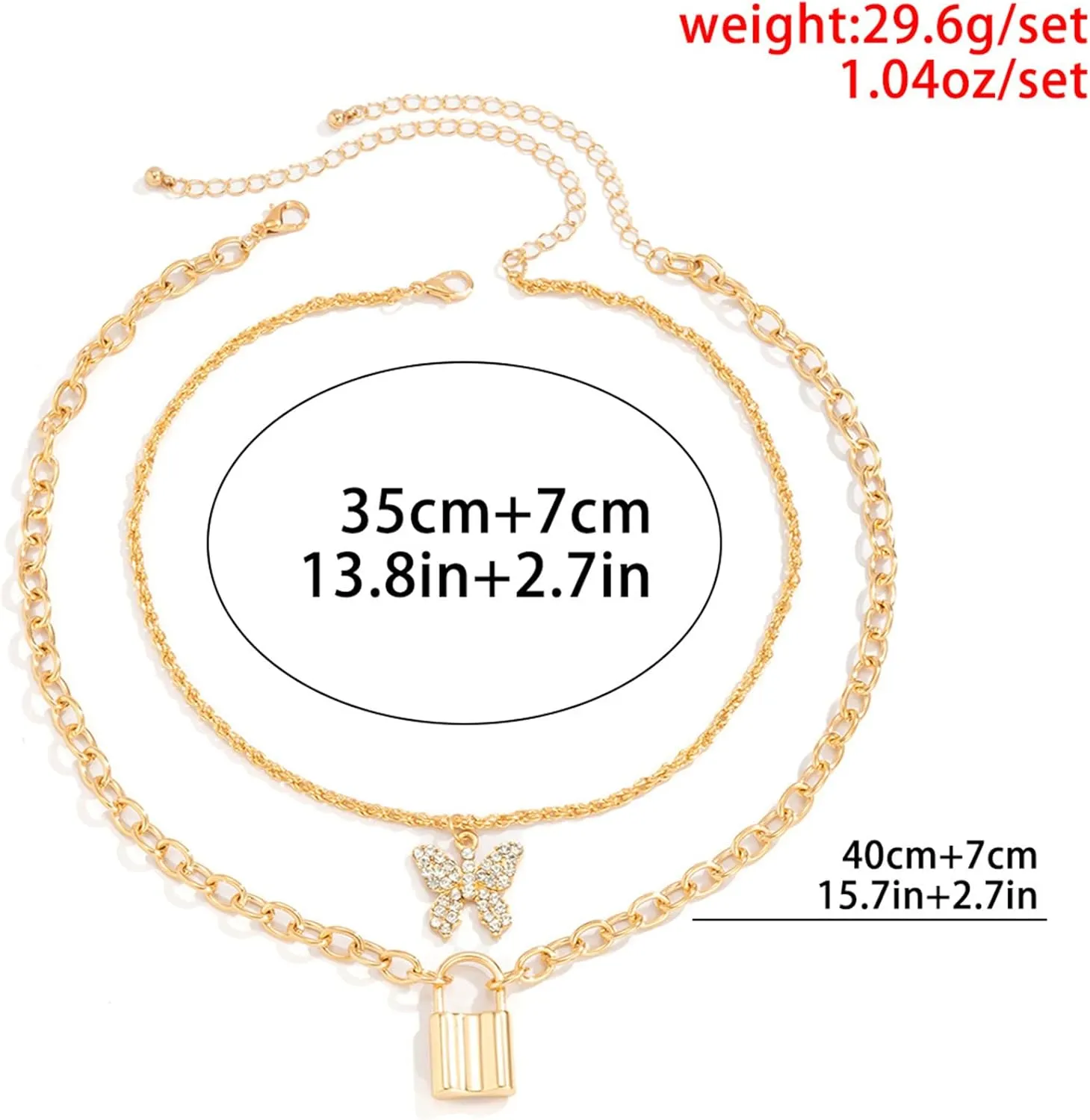 Dainty Layered Initial Choker Necklaces For Women Mutilayered Butterfly Lock Pendant Necklaces Jewelry Gift