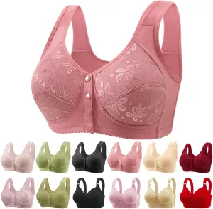 Daisy Bras for Older Women Front Closure Bras for Women Plus Size Push Up Cotton Bra No Underwire for Seniors Hot Pink Organic Cotton Sports Bra 4X-Large