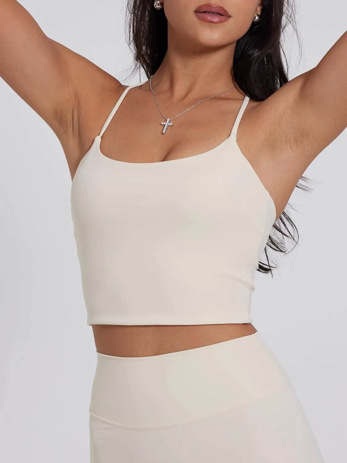 Danysu Sculpt Workout Tank Tops Women Backless Longline Sports Bras Strappy Padded Yoga Top